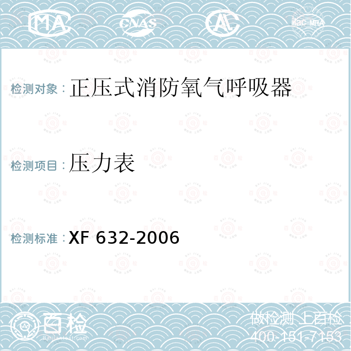 压力表 压力表 XF 632-2006