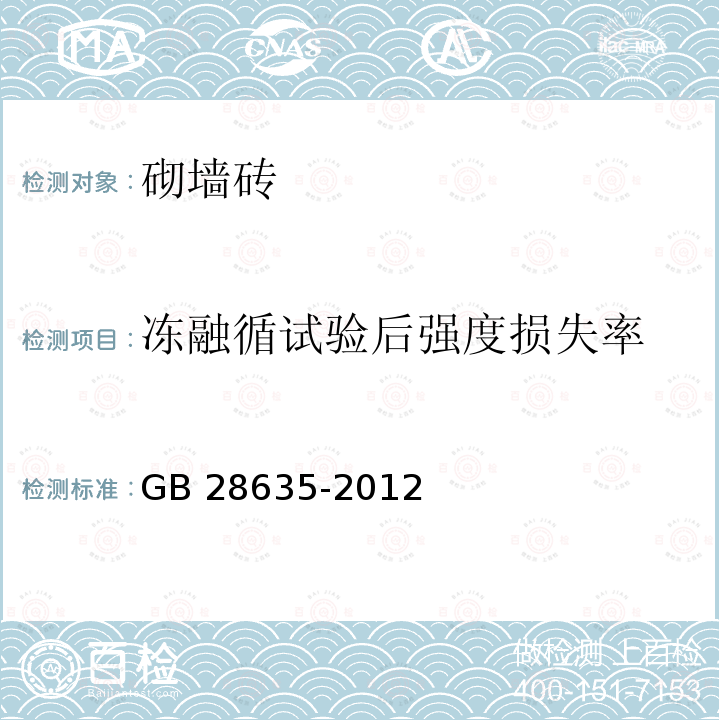 冻融循试验后强度损失率 GB/T 28635-2012 【强改推】混凝土路面砖