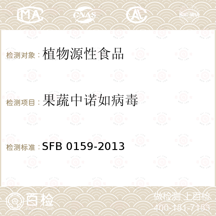 果蔬中诺如病毒 果蔬中诺如病毒 SFB 0159-2013