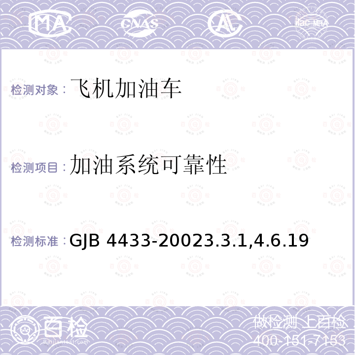 加油系统可靠性 GJB 4433-20023  .3.1,4.6.19
