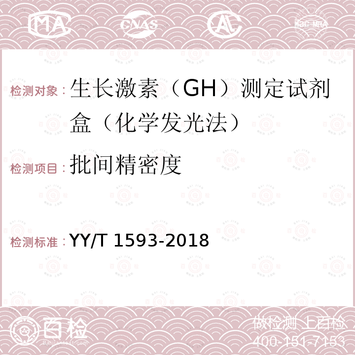 批间精密度 YY/T 1593-2018 生长激素测定试剂盒