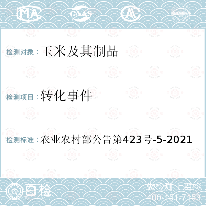 转化事件 农业农村部公告第423号  -5-2021