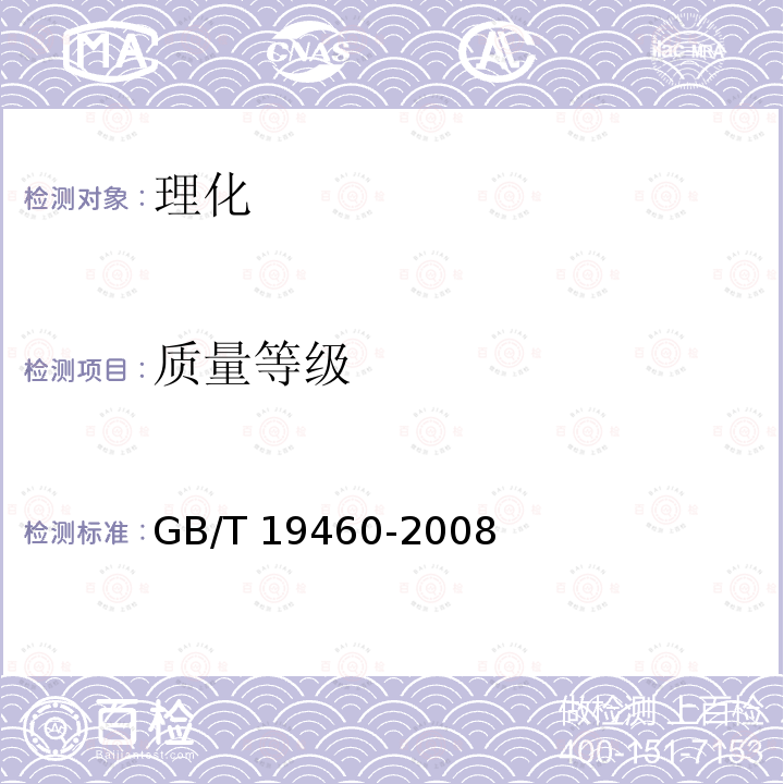 质量等级　 GB/T 19460-2008 地理标志产品 黄山毛峰茶