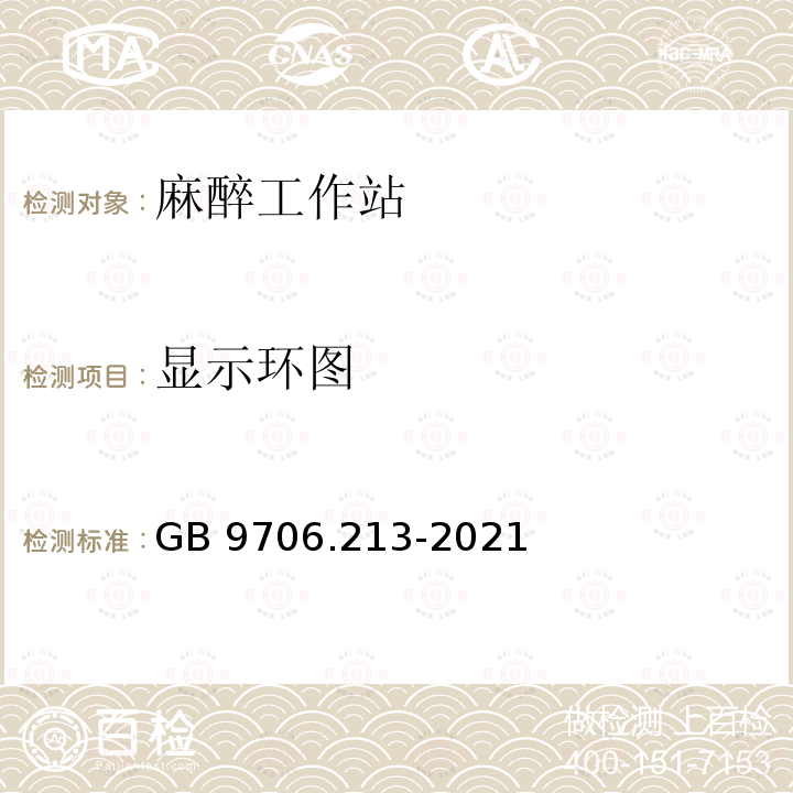 显示环图 GB 9706.213-2021 医用电气设备  第2-13部分：麻醉工作站的基本安全和基本性能专用要求