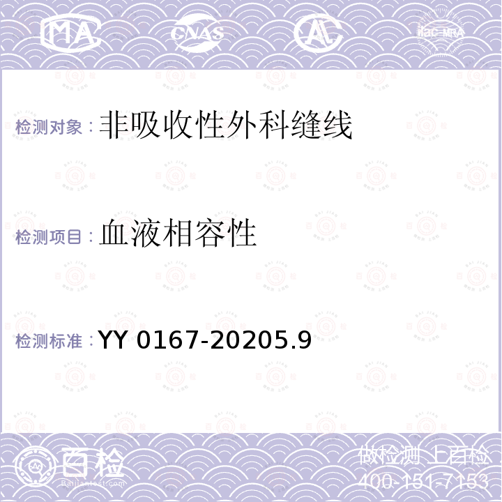 血液相容性 血液相容性 YY 0167-20205.9