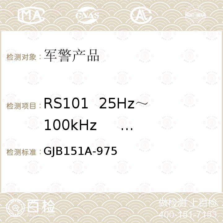 RS101  25Hz～100kHz     磁场辐射敏感度 GJB 151A-975  GJB151A-975