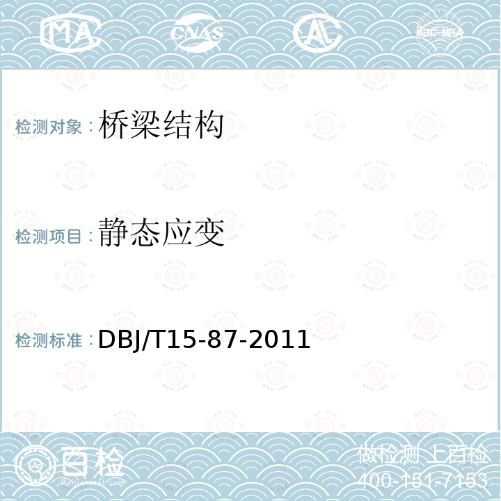 静态应变 DBJ/T 15-87-2011  DBJ/T15-87-2011