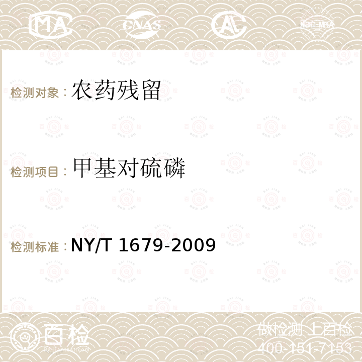 甲基对硫磷 NY/T 1679-2009 植物性食品中氨基甲酸酯类农药残留的测定 液相色谱-串联质谱法