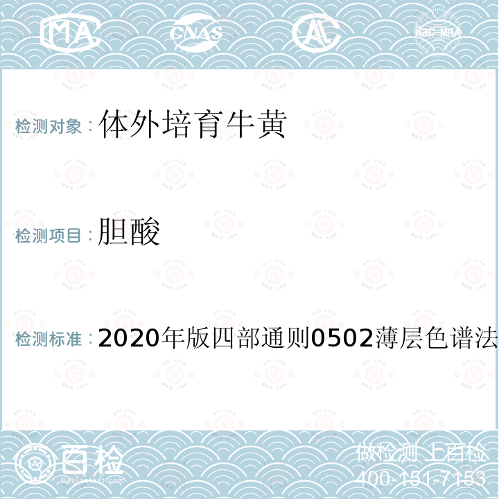 胆酸 2020年版四部通则0502薄层色谱法  