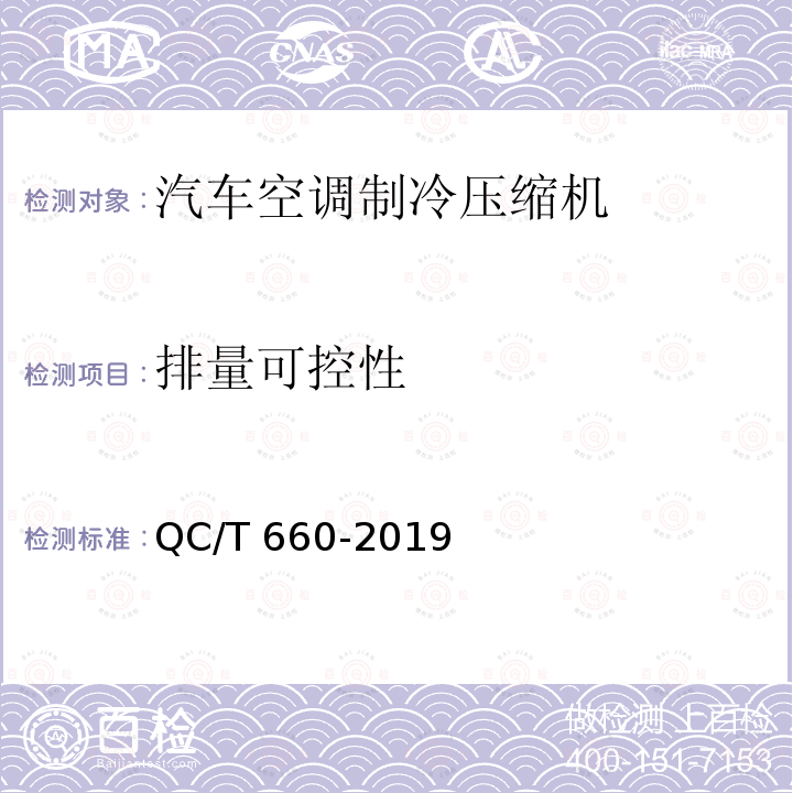 排量可控性 排量可控性 QC/T 660-2019