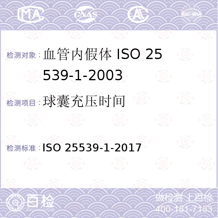 球囊充压时间 球囊充压时间 ISO 25539-1-2017