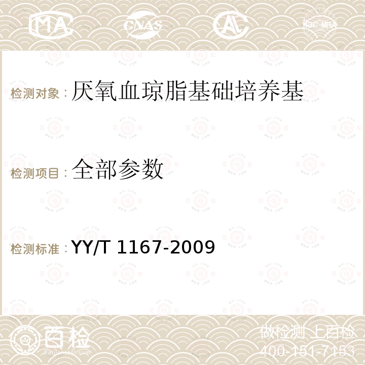 全部参数 全部参数 YY/T 1167-2009