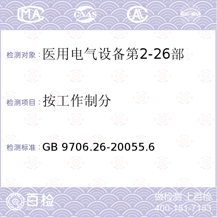 按工作制分 按工作制分 GB 9706.26-20055.6