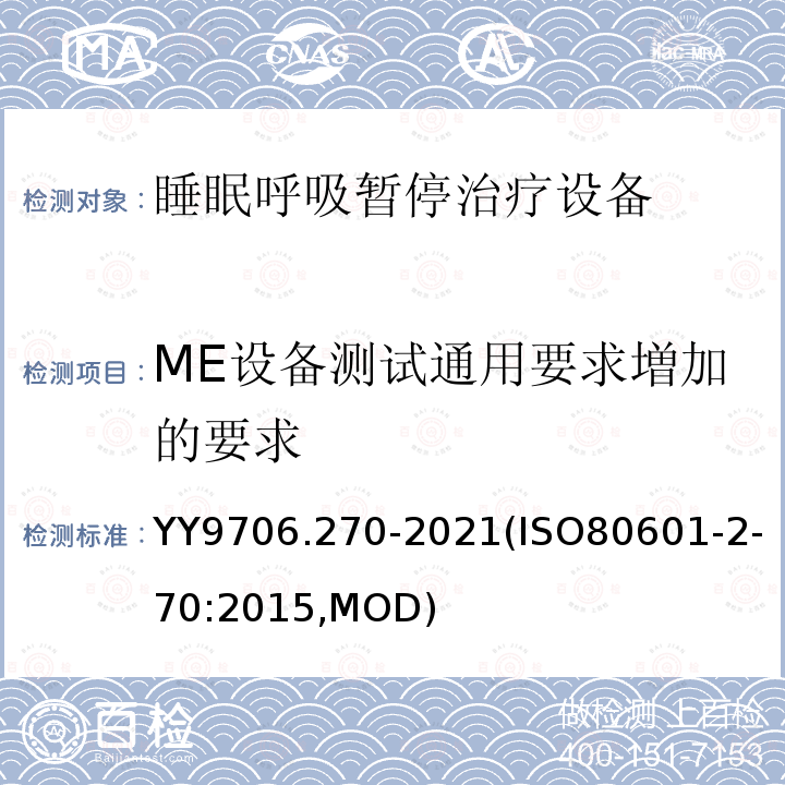 ME设备测试通用要求増加的要求 ISO 80601-2-70:2015  YY9706.270-2021(ISO80601-2-70:2015,MOD)