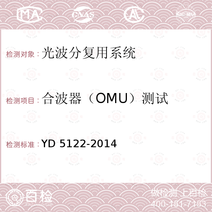 合波器（OMU）测试 YD 5122-201  4