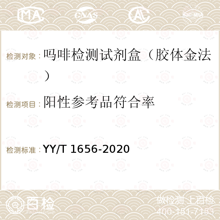 阳性参考品符合率 YY/T 1656-2020 吗啡检测试剂盒（胶体金法）