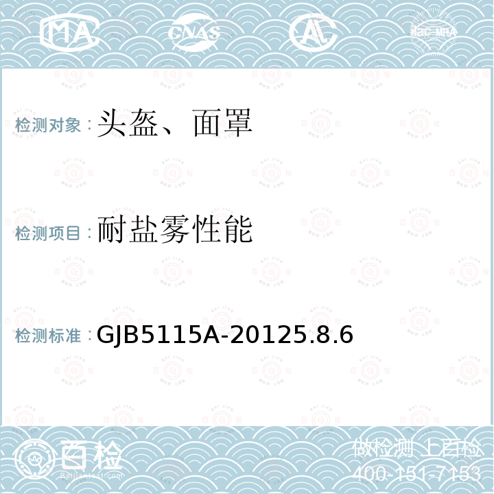 耐盐雾性能 GJB 5115A-2012  GJB5115A-20125.8.6