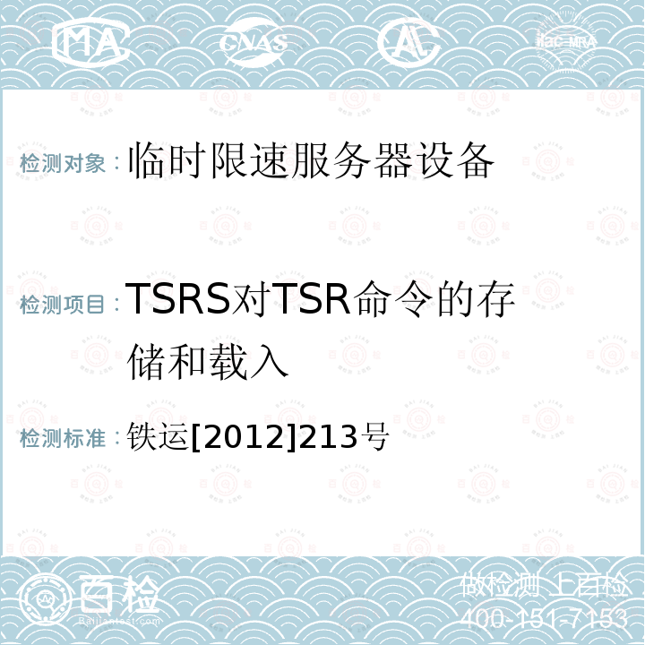 TSRS对TSR命令的存储和载入 TSRS对TSR命令的存储和载入 铁运[2012]213号