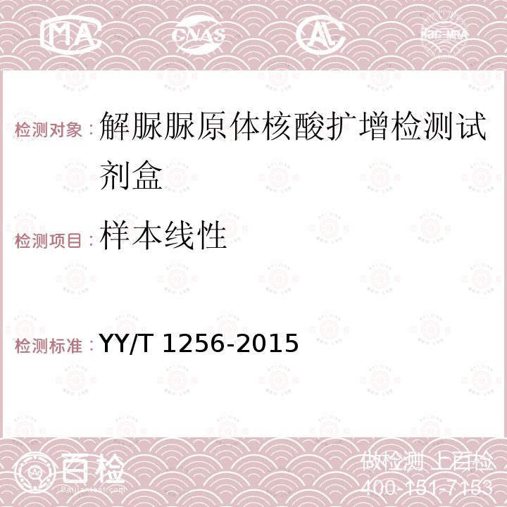 样本线性 YY/T 1256-2015 解脲脲原体核酸扩增检测试剂盒