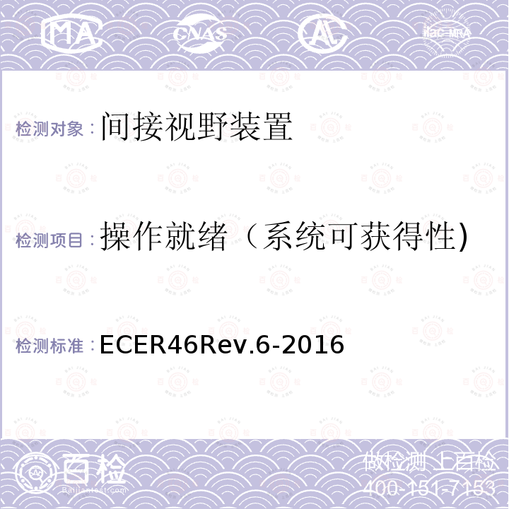 操作就绪（系统可获得性) ECER 46 操作就绪（系统可获得性) ECER46Rev.6-2016
