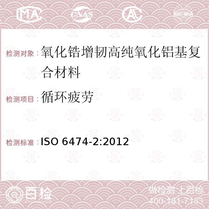 循环疲劳 循环疲劳 ISO 6474-2:2012