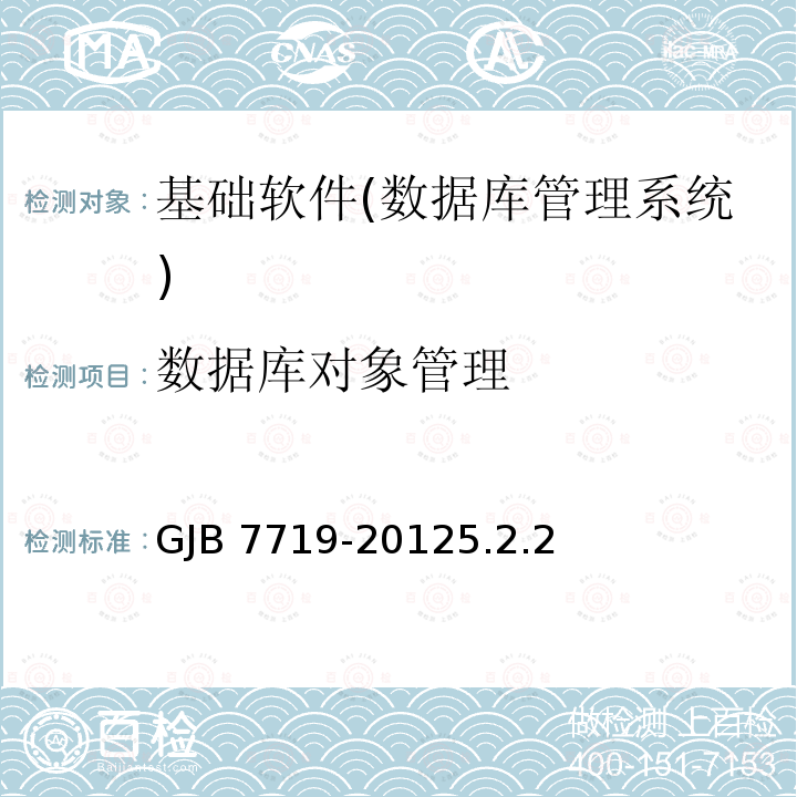 数据库对象管理 GJB 7719-20125  .2.2