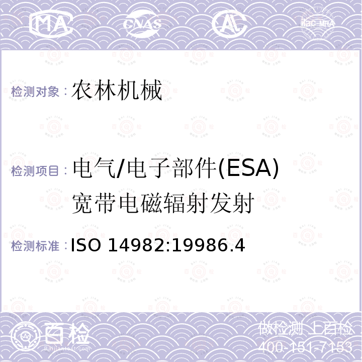 电气/电子部件(ESA)宽带电磁辐射发射 ISO 14982:19986 电气/电子部件(ESA)宽带电磁辐射发射 .4