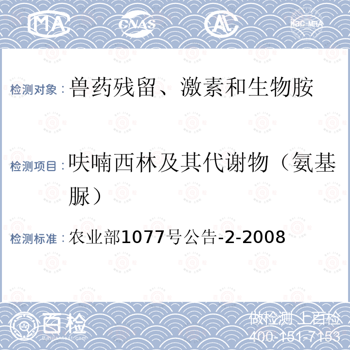 呋喃西林及其代谢物（氨基脲） 农业部1077号公告-2-2008  