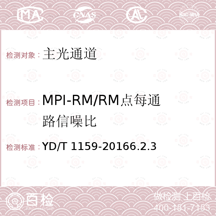 MPI-RM/RM点每通路信噪比 YD/T 1159-20166.2  .3