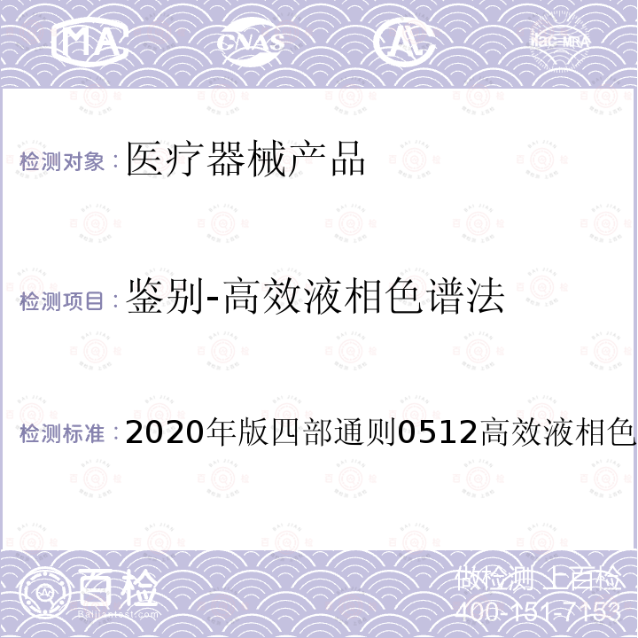 鉴别-高效液相色谱法 2020年版四部通则0512高效液相色谱法  