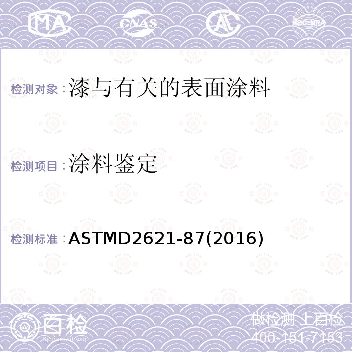 涂料鉴定 涂料鉴定 ASTMD2621-87(2016)
