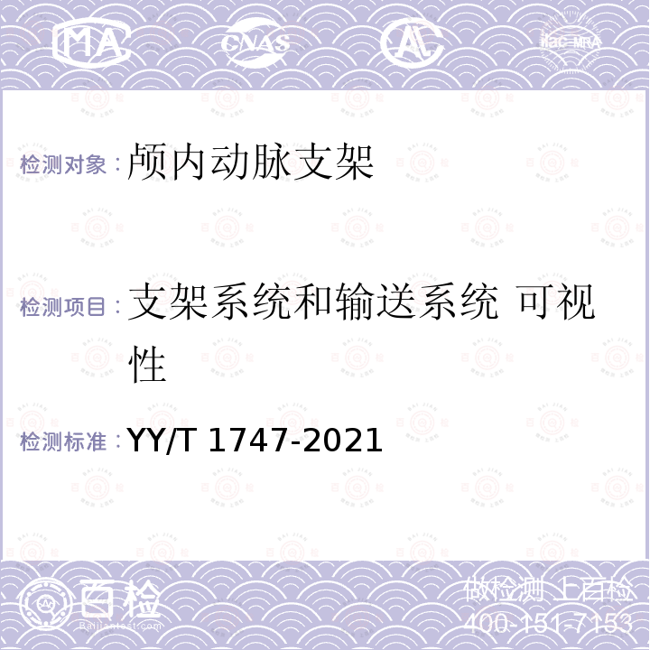 支架系统和输送系统 可视性 YY/T 1747-2021 神经血管植入物 颅内动脉支架