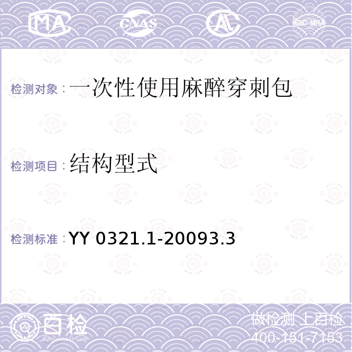 结构型式 YY 0321.1-2009 一次性使用麻醉穿刺包