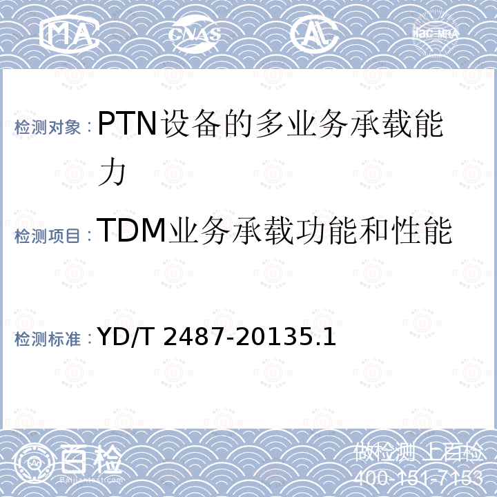TDM业务承载功能和性能 YD/T 2487-20135.1  