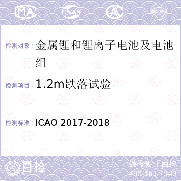 1.2m跌落试验 1.2m跌落试验 ICAO 2017-2018