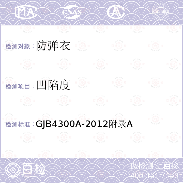 凹陷度 GJB 4300A-2012  GJB4300A-2012附录A