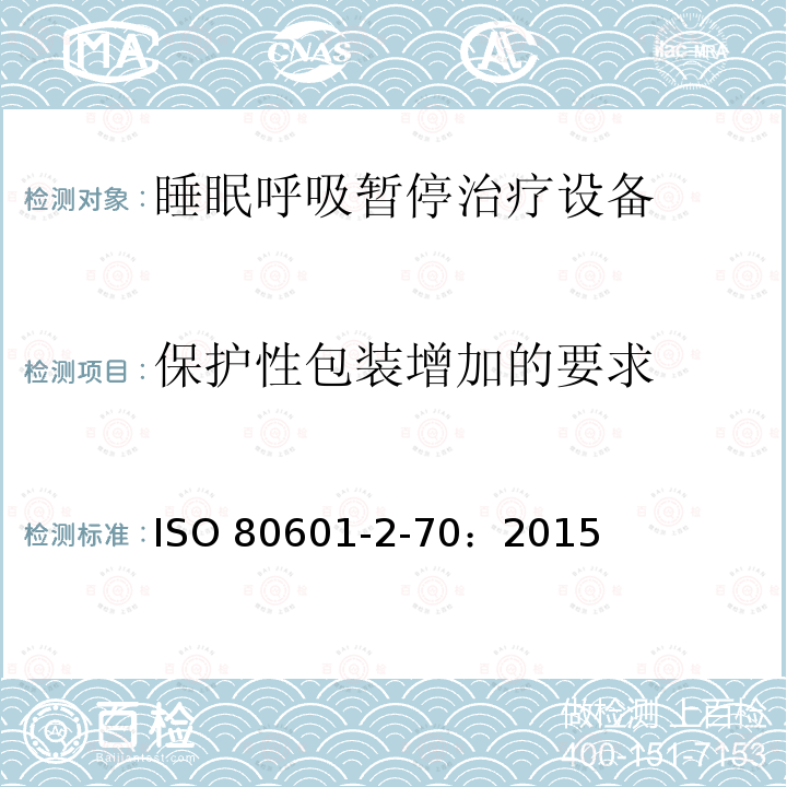 保护性包装增加的要求 ISO 80601-2-70：2015  