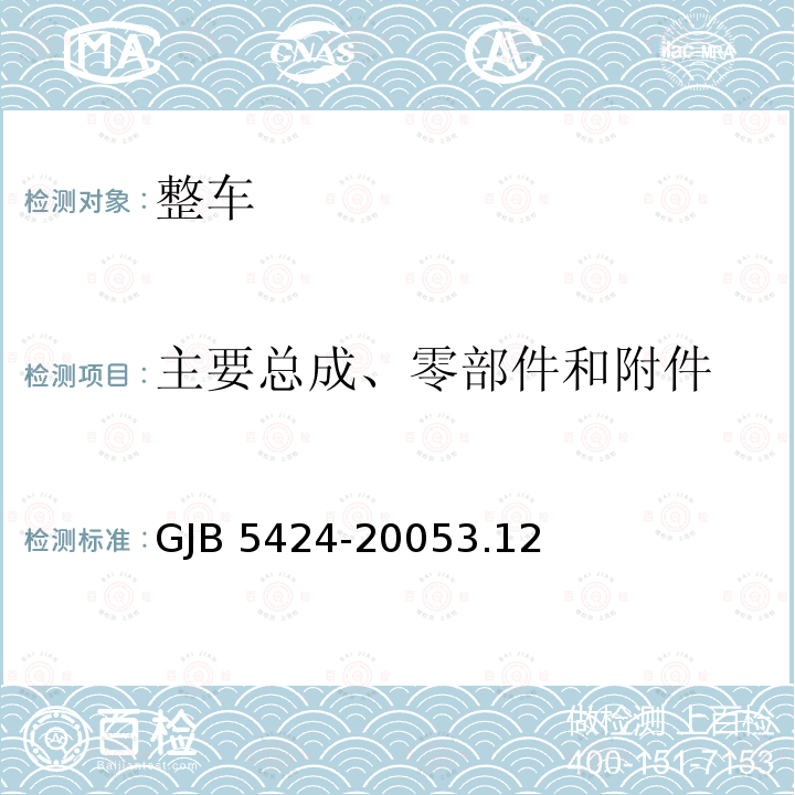 主要总成、零部件和附件 GJB 5424-20053  .12