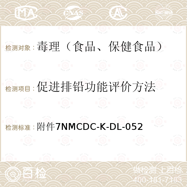 促进排铅功能评价方法 促进排铅功能评价方法 附件7NMCDC-K-DL-052