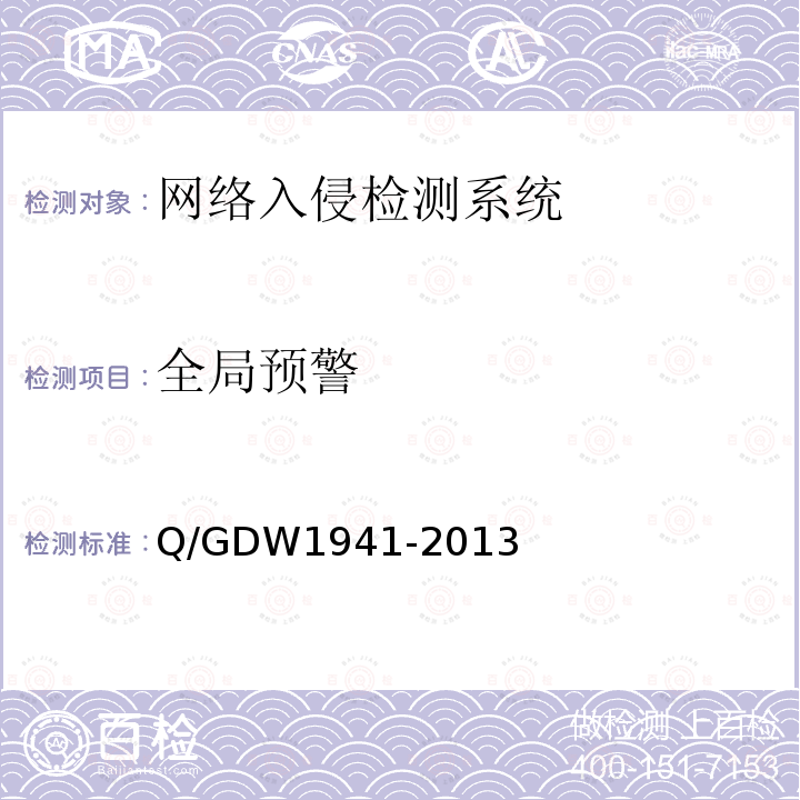 全局预警 Q/GDW 1941-2013  Q/GDW1941-2013