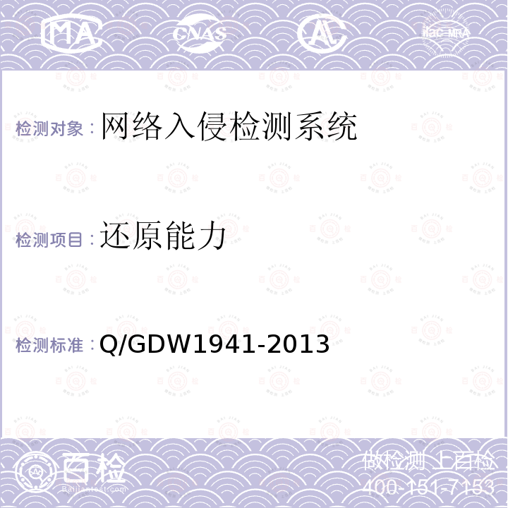 还原能力 Q/GDW 1941-2013  Q/GDW1941-2013