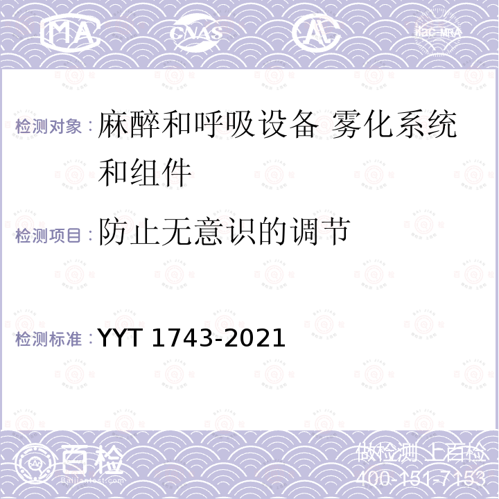 防止无意识的调节 T 1743-2021  YY