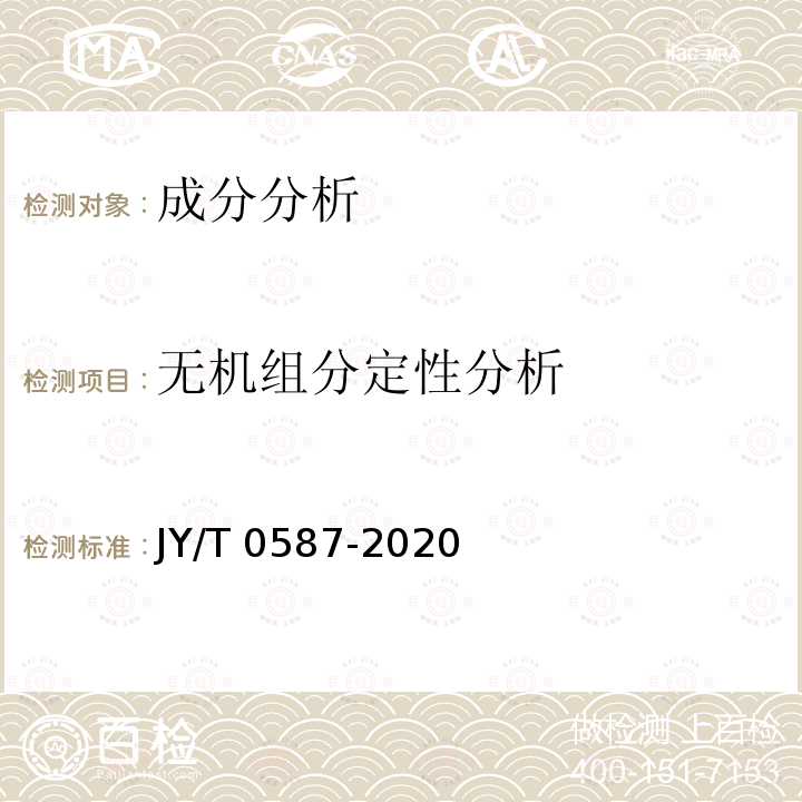 无机组分定性分析 JY/T 0587-2020 多晶体X射线衍射方法通则