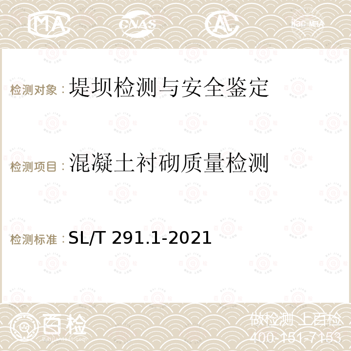 混凝土衬砌质量检测 SL/T 291.1-2021 水利水电工程勘探规程 第1部分:物探