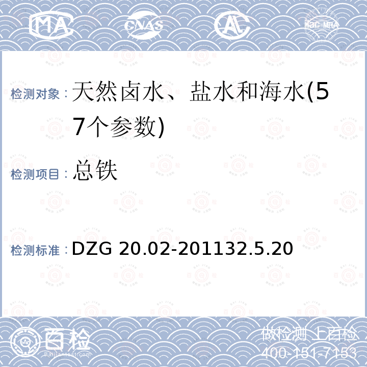 总铁 DZG 20.02-2011  32.5.20