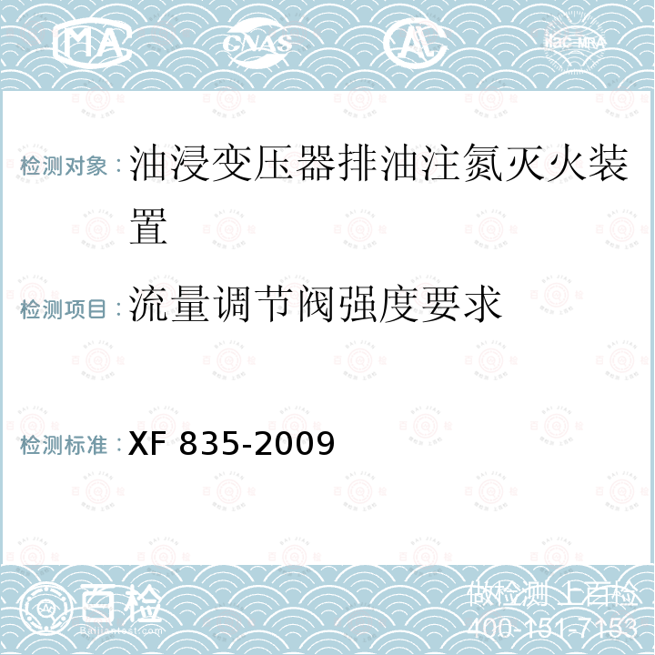 流量调节阀强度要求 流量调节阀强度要求 XF 835-2009