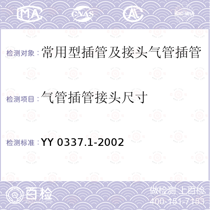 气管插管接头尺寸 YY/T 0337.1-2002 【强改推】气管插管 第1部分:常用型插管及接头