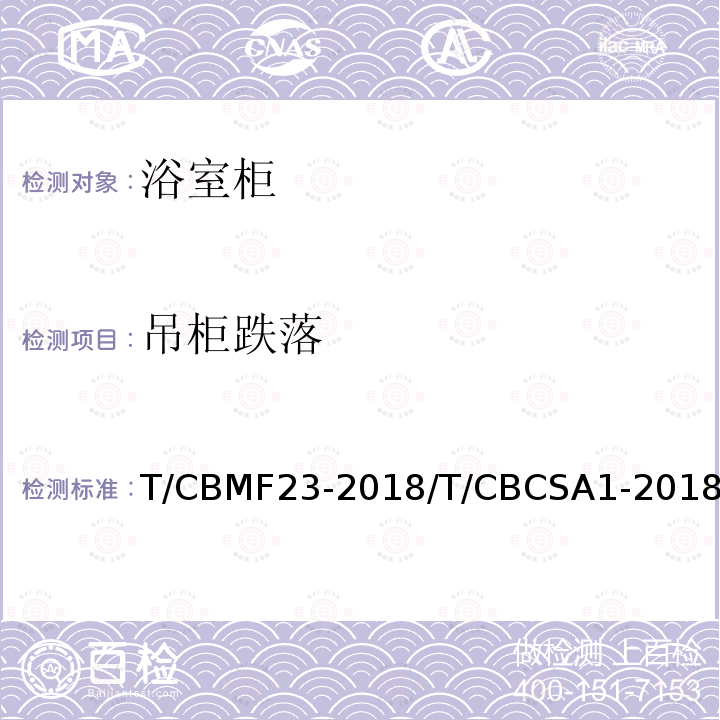 吊柜跌落 吊柜跌落 T/CBMF23-2018/T/CBCSA1-2018