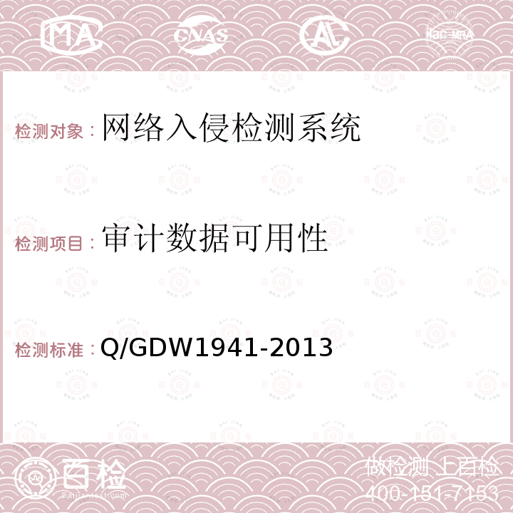 审计数据可用性 Q/GDW 1941-2013  Q/GDW1941-2013