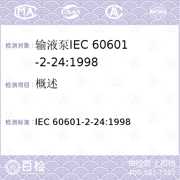 概述 IEC 60601-2-24  :1998